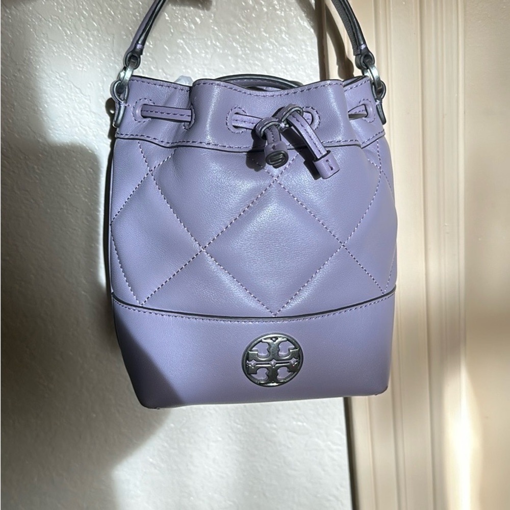 Purple Tory Burch bucket purse
